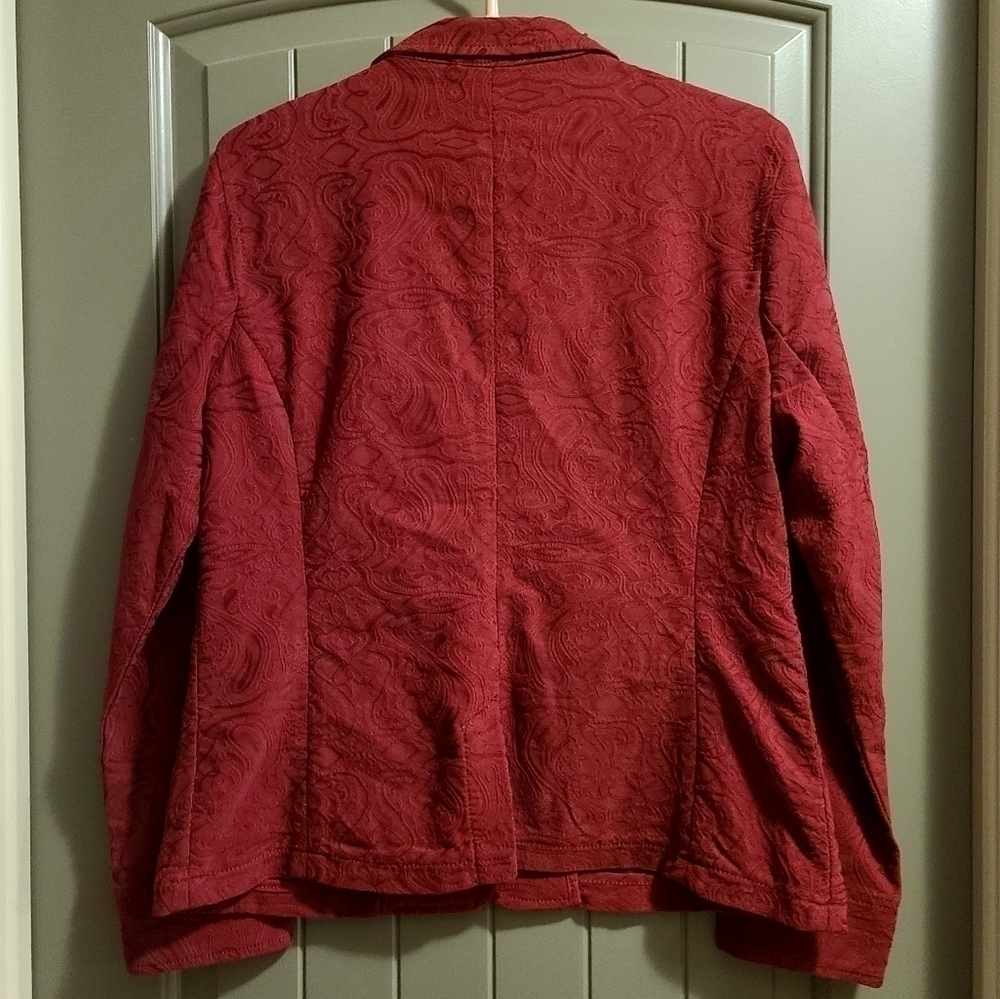 French Dressing Jaquard Blazer Red Gold Button Front Womens Vintage Large - Picture 11 of 14